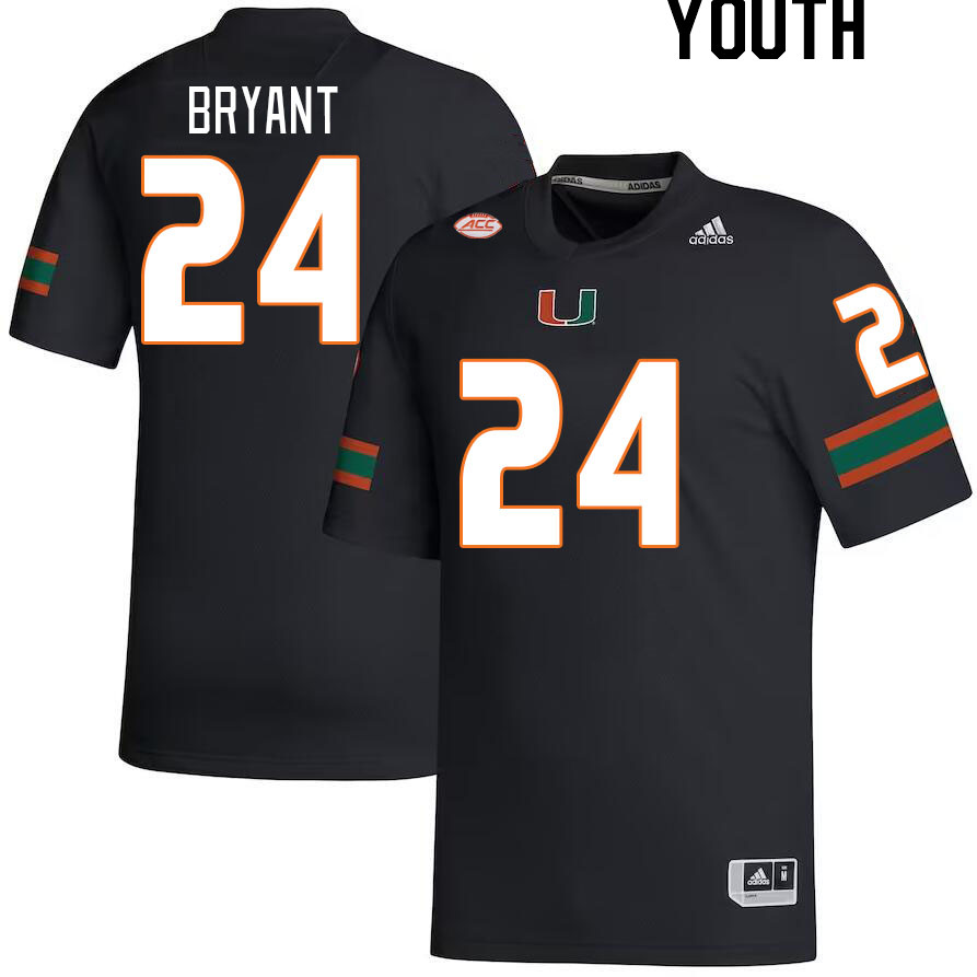 Youth #24 Malik Bryant Miami Hurricanes College Football Jerseys Stitched-Black - Click Image to Close